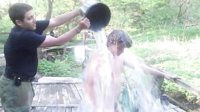 Outdoor Shower Passion: Cute Amateur Boys Exploring Their Sexuality!