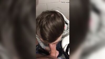 Teen Sucks Daddys Cock in Public Toilets or Sex in the Restroom