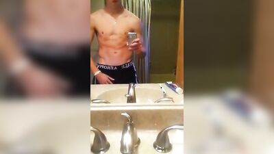 Gay Teen Bathroom Jack-off - Solo Web-Cam!
