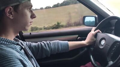 Jerk off while driving: Hardcore Gay Porn Adventure!