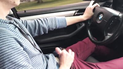 Jerk off while driving: Hardcore Gay Porn Adventure!