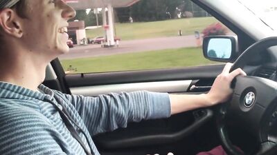 Jerk off while driving: Hardcore Gay Porn Adventure!