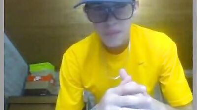Young Hunk Web-Camming in Yellow Briefs!
