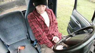 Cumming Redneck Cutie: Hot Van Jerks and Cumshot on Shirt!