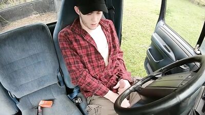 Cumming Redneck Cutie: Hot Van Jerks and Cumshot on Shirt!