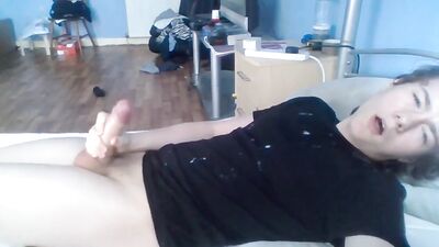 Black Shirt Cum: Solo Handjob Cum Experience