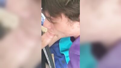 Outdoor Pumping - Handsome Twink Sucks Bros Dick for Cum!