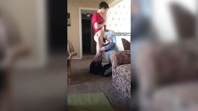 Big Booty Straight Teen Cums in Older Mans Mouth - Oral Amateur Father and Step Son