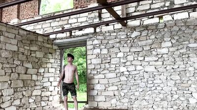 Young Stallion Cums Hard in Abandoned Mansion
