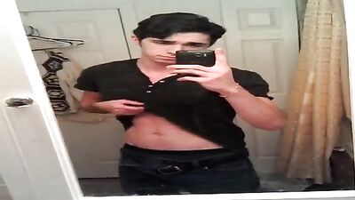 College Abs Boy Cums Outside in Public Masturbating