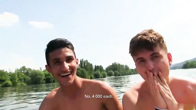 Outdoor Czech Threesome: Naughty Skinny Boys in Bareback Group Sex