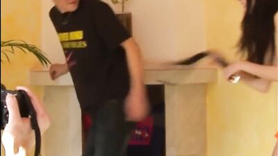 2 Boys Fuck a Girl - Double Anal Threeway with Str8 Guys and Lesbians in the Background!