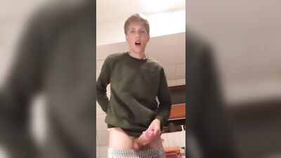 Gay Porn Boys in Blond Handsome Bathroom Cumshot