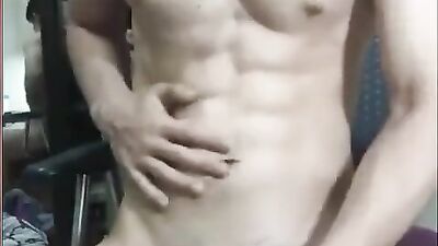 Asian Muscle Solo Web-Cam Jock Jerks Off