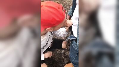 AA Vid - Twink boy fed sucks in public