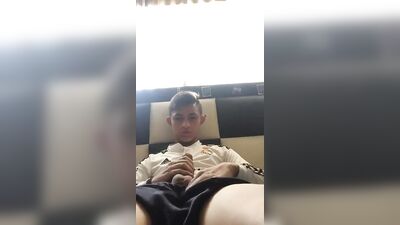 Latino boy fan of soccer masturbates on his bed