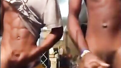 Black Bros Masturbating Together