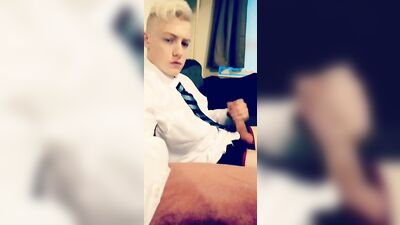 Supercute blond schoolboy cum