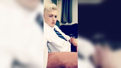 Supercute blond schoolboy cum