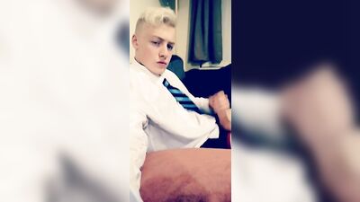 Supercute blond schoolboy cum