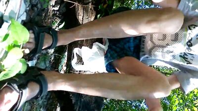 Teen jacking off outside