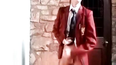 Horny teen jerking before school