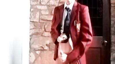 Horny teen jerking before school