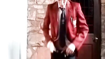 Horny teen jerking before school