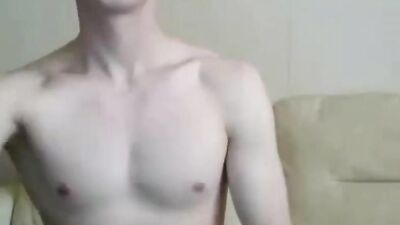 Smooth, shaved camboy cums