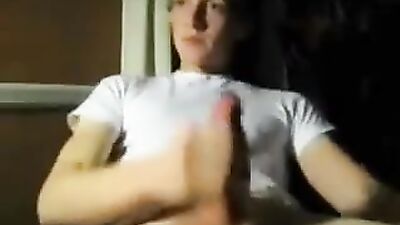Teen jerking his monster cock