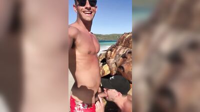 Hot beach blowjob