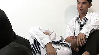 Two Handsome Latino Studs Fuck with Condom - Action Latino