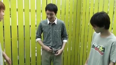 Asian Balcony Fun: 3 Handsome Asians Play On The Roof Top