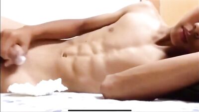 Asian Boy Masturbation Fantasy - Cum Shots and Handjobs on His Bed!