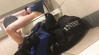 Airport Bathroom Adventure: Cum Shots & Solo Web-Cam