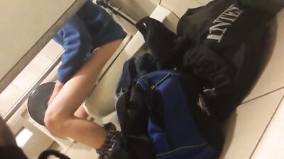 Airport Bathroom Adventure: Cum Shots & Solo Web-Cam