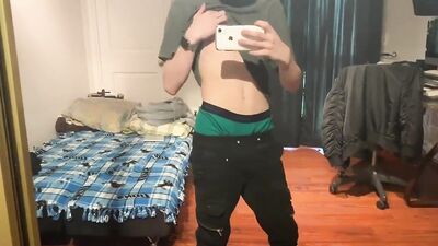 Young Amateur Boy Playing with Himself in the Mirror!