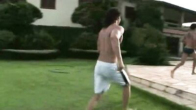 Neighbor Boys Swimming in Pool - Bareback Cum Shots Handjob