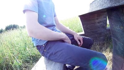 Gay Porn Risk: Public Outside Cumming Solo