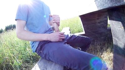 Gay Porn Risk: Public Outside Cumming Solo