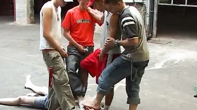 Downtown Boy Gang Mean and Pissing: Big Cocks, Fetish Foot Fun!