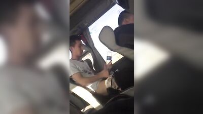 Jerking on Greyhound: Public Outside Cum Shots