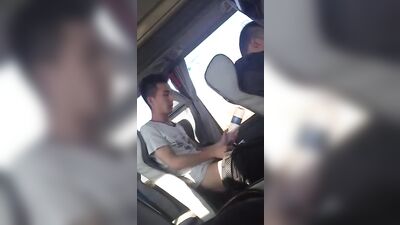 Jerking on Greyhound: Public Outside Cum Shots