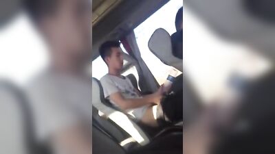 Jerking on Greyhound: Public Outside Cum Shots
