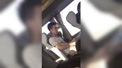 Jerking on Greyhound: Public Outside Cum Shots