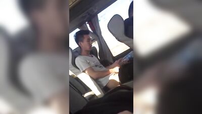 Jerking on Greyhound: Public Outside Cum Shots