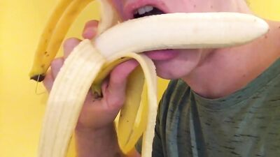Suck banana jerk cum