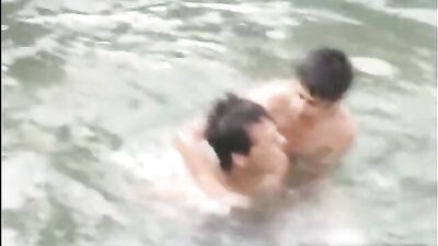 Two friends have fun naked in the water - Gay Porn Video Straight Boys Amateur Fun