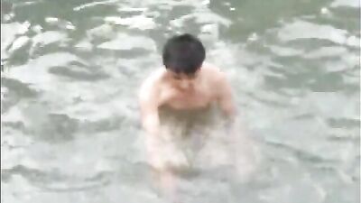 Two friends have fun naked in the water - Gay Porn Video Straight Boys Amateur Fun
