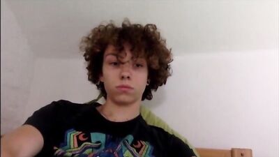 Curly Hair Boy Busts Out Again - An Amateur Gay Porn Video